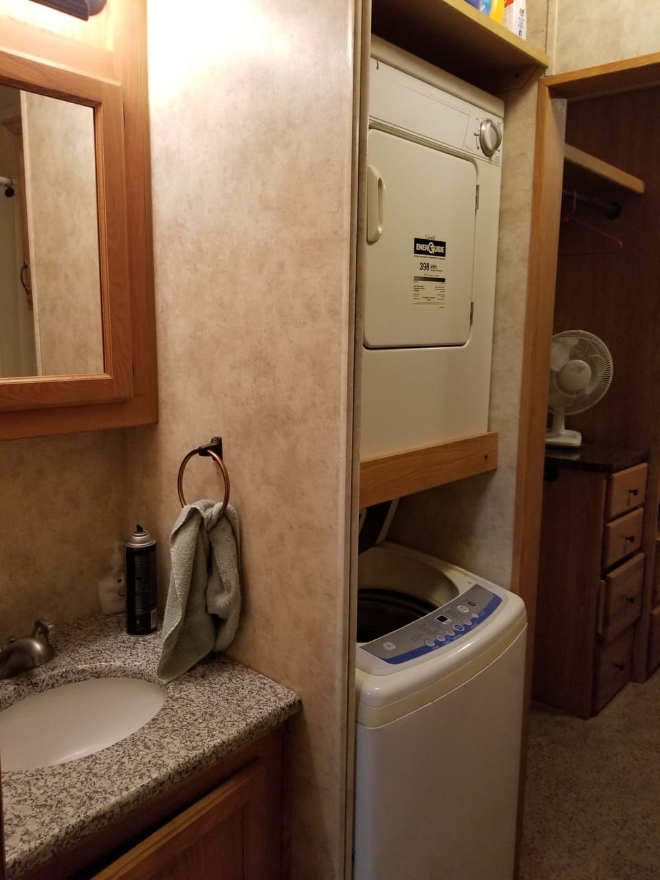 Main Bathroom has a tub/shower and washer and dryer.