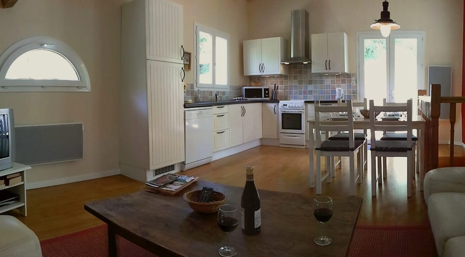 kitchen with doors to the terrace