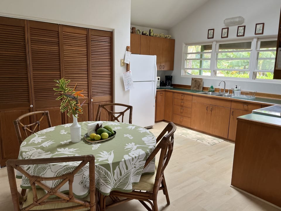 Full kitchen with washer and dryer 