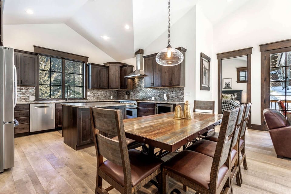 Enjoy family meals or games around the comfortable dining table with seating for 8 guests.