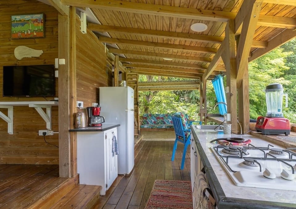 Outdoor kitchen with an amazing valley view