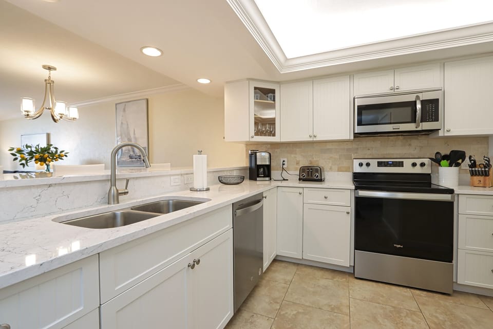 Kitchen with stainless steel appliances