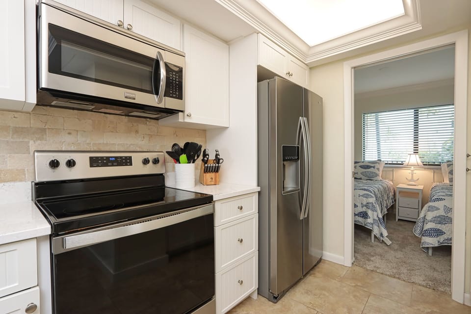 Kitchen with stainless steel appliances