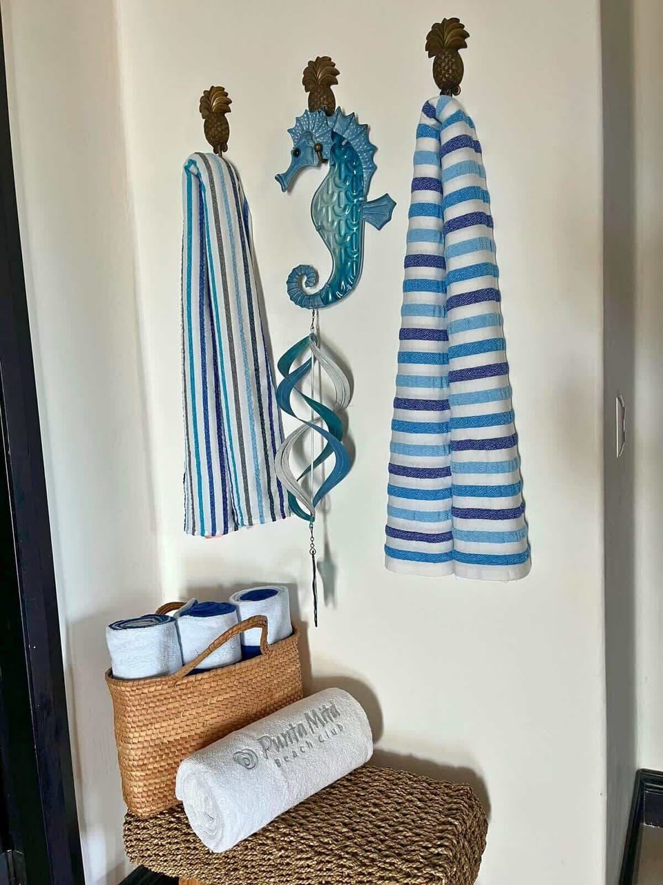 Tropical-inspired decor and beachy vibes throughout