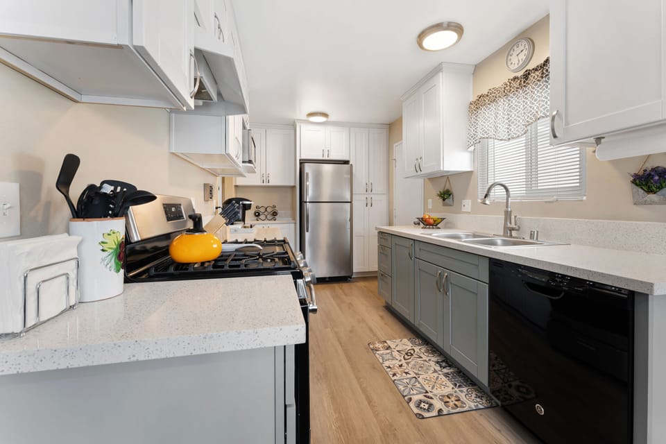 Remodeled kitchen with new stainless steel appliances