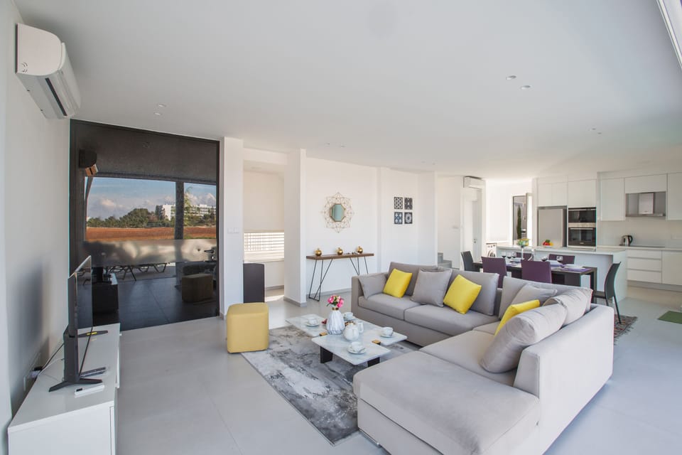 Modern living room with corner sofa