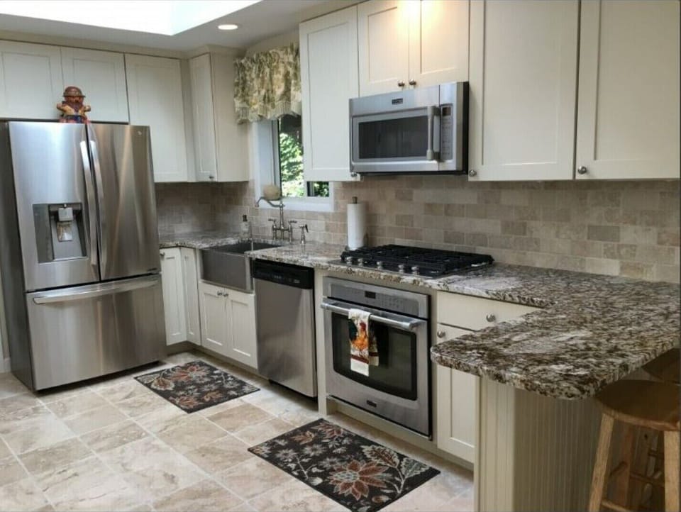 Kitchen with Granite Counters & Farm Style Sink