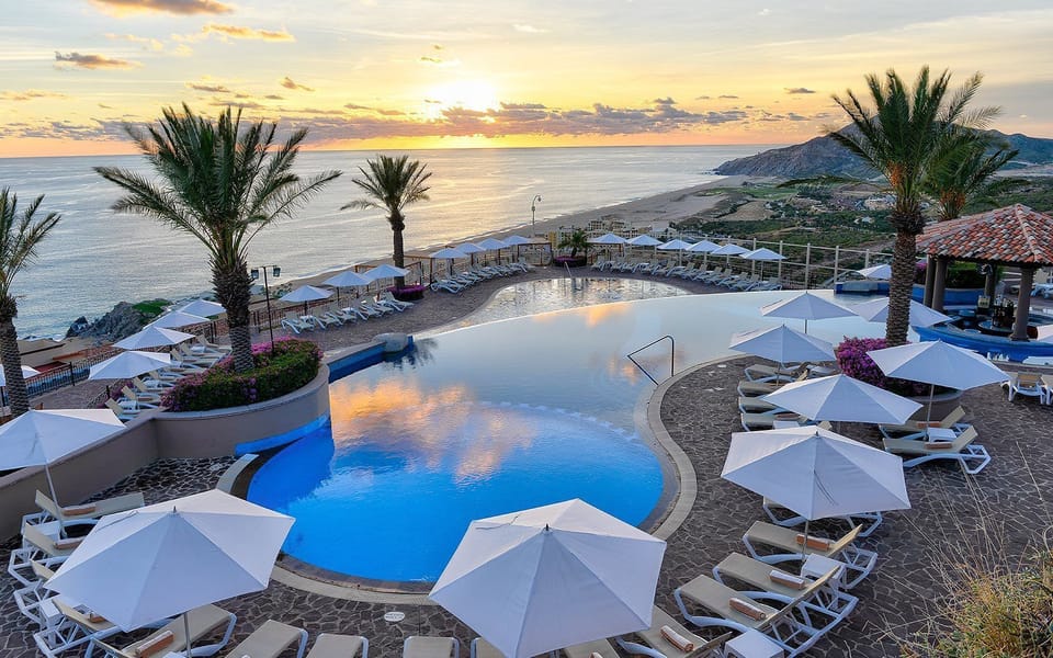 The Sky Pool at sunset, a must while visiting Pueblo Bonito.