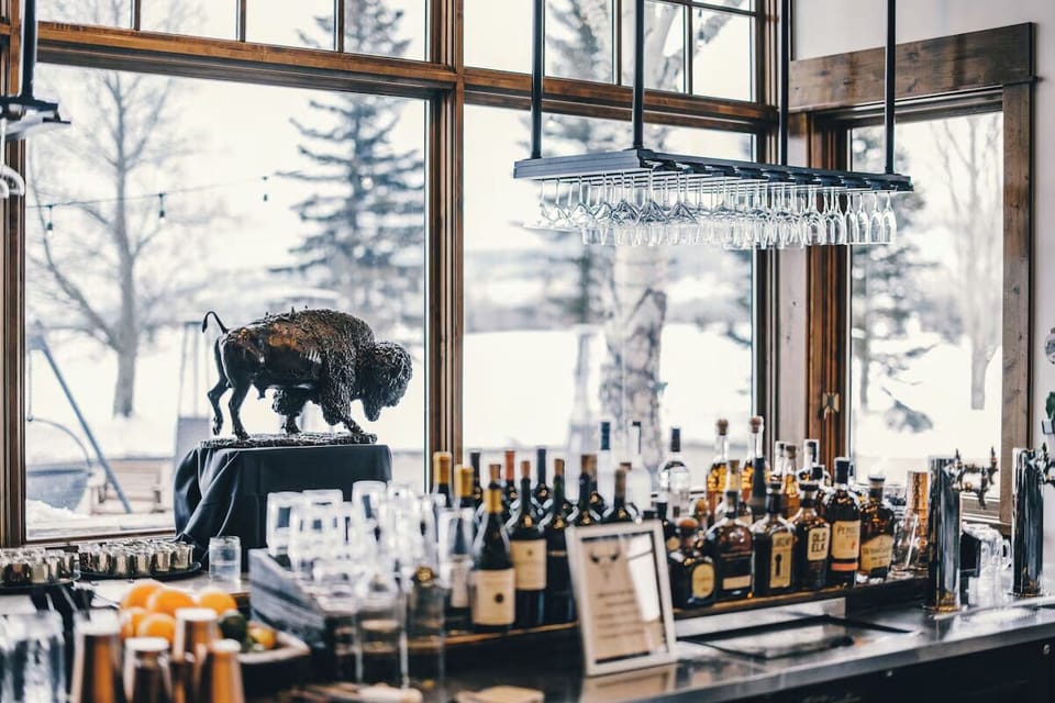 Sip something special with snowy views beyond the windows.