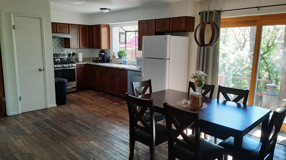 Spacious kitchen and dining area.