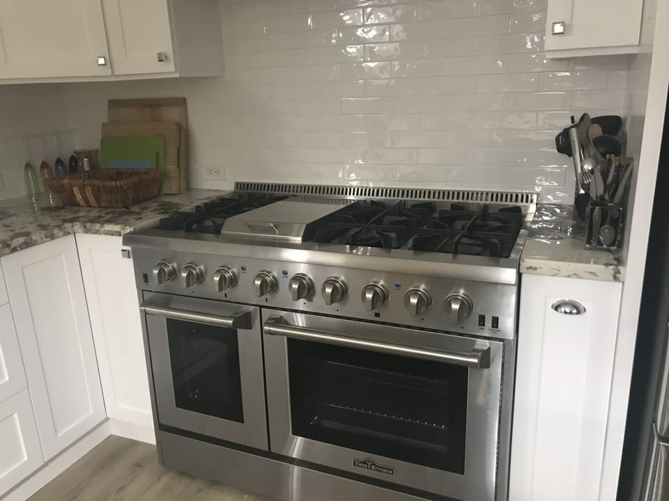 6-Burner Gas Stove with Double Ovens & Griddle   