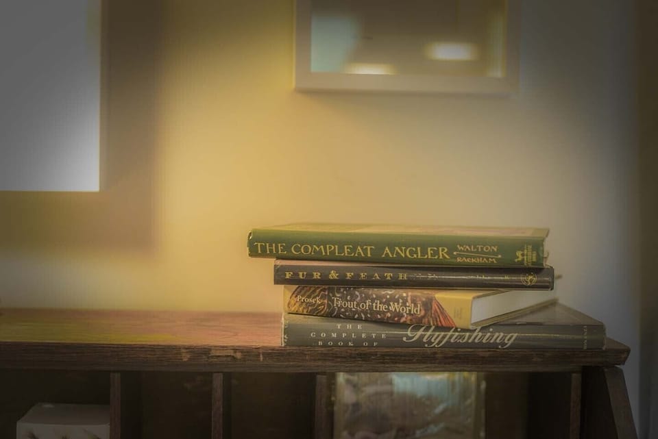Some of the many fly fishing (and other) books and magazines