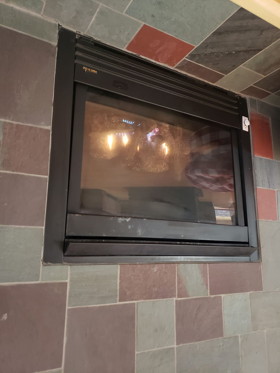 gas fireplace with hot air blower
