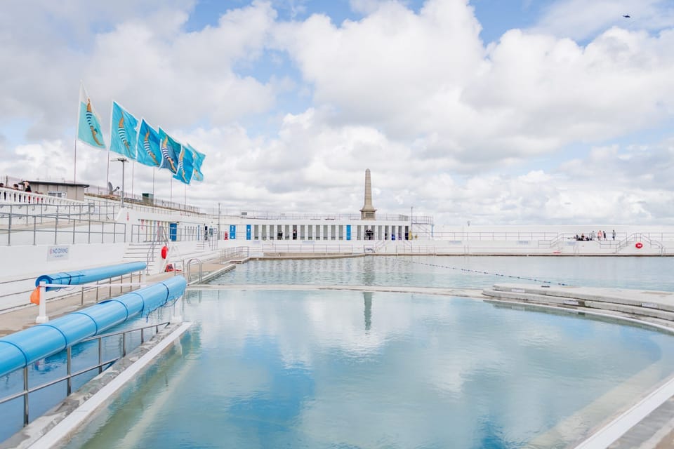 The Art Deco Jubilee outdoor pool is geothermally heated all-year-round.