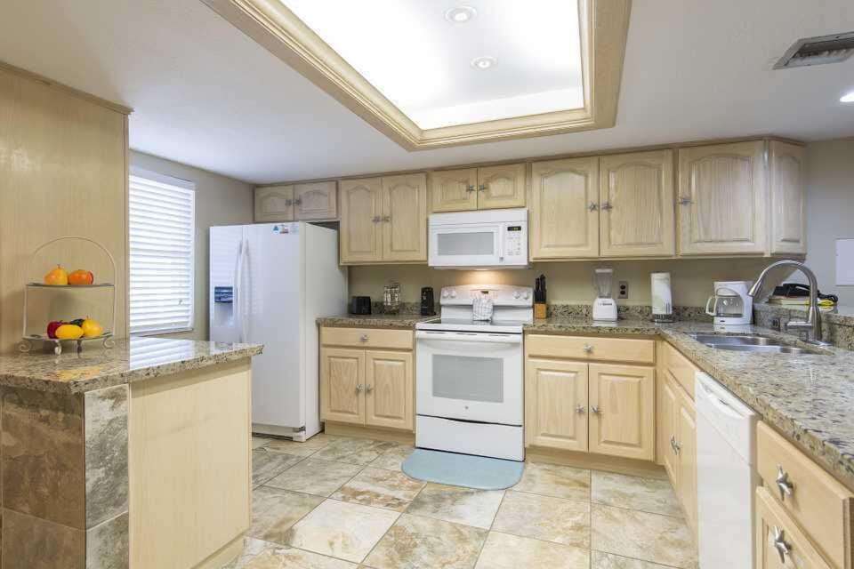 The kitchen area is fully equipped with whatever you may need to cook a big meal for the whole crew.