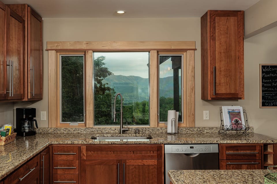 A Kitchen sink with a view