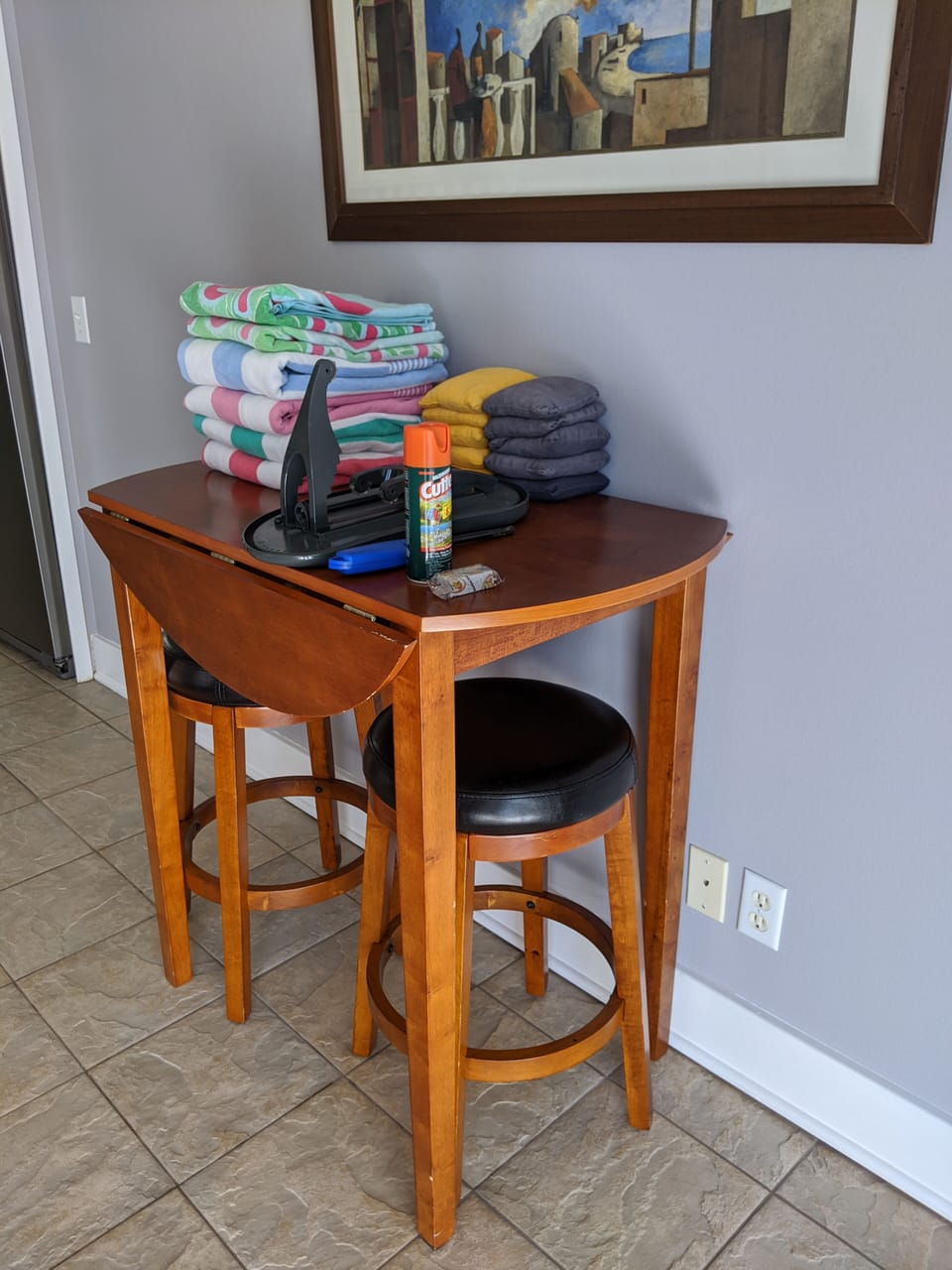 Beach towels, cornhole game, bug spray, firestarter/lighter, hot tub tray.