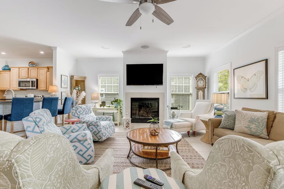 The living room provides a comfortable space to enjoy family and friends.   