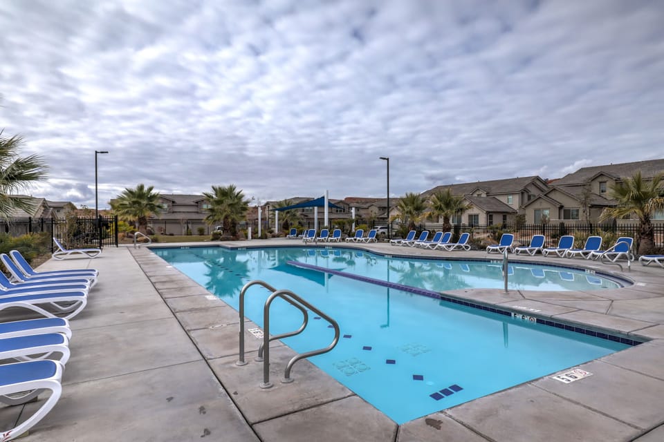 Pool with lap lanes and hot tub 200 feet away.