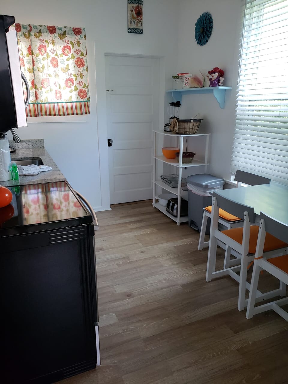 Galley style kitchen with Breakfast table.