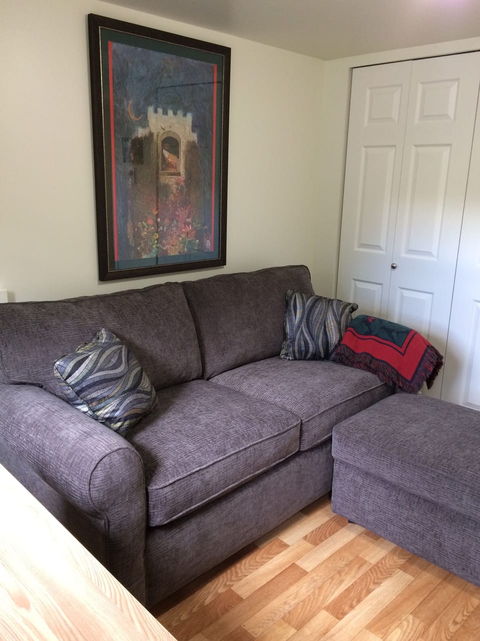 Entrance door to Five Cedars opens into the living room.