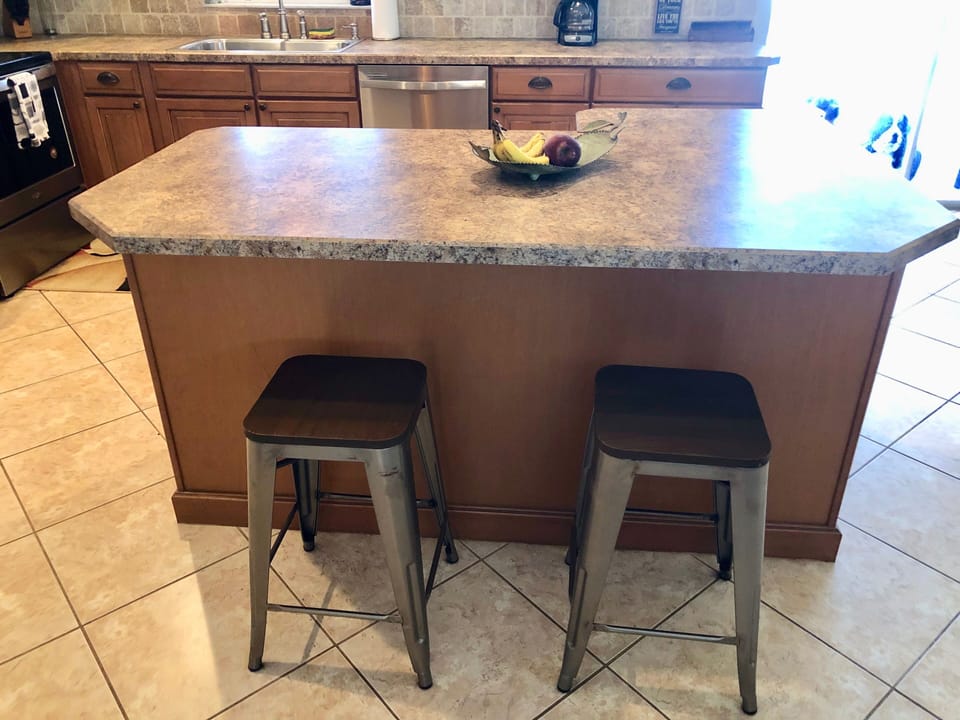 Stools so you can eat at the Island if you chose 