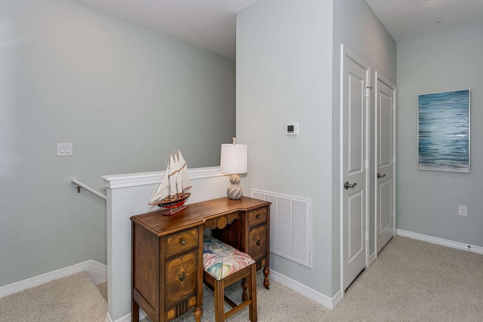 Desk area in the landing is a great spot for your laptop
