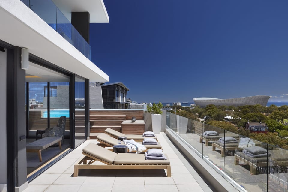 Balcony overlooking the waterfront and the harbour