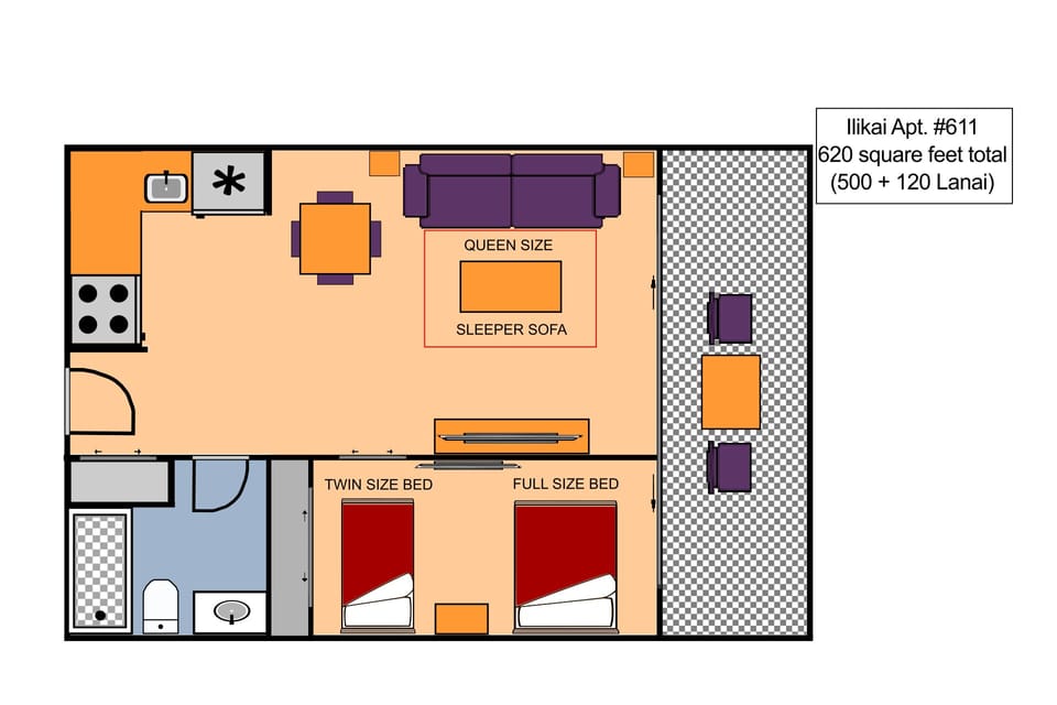 Ilikai #611 Floor Plan