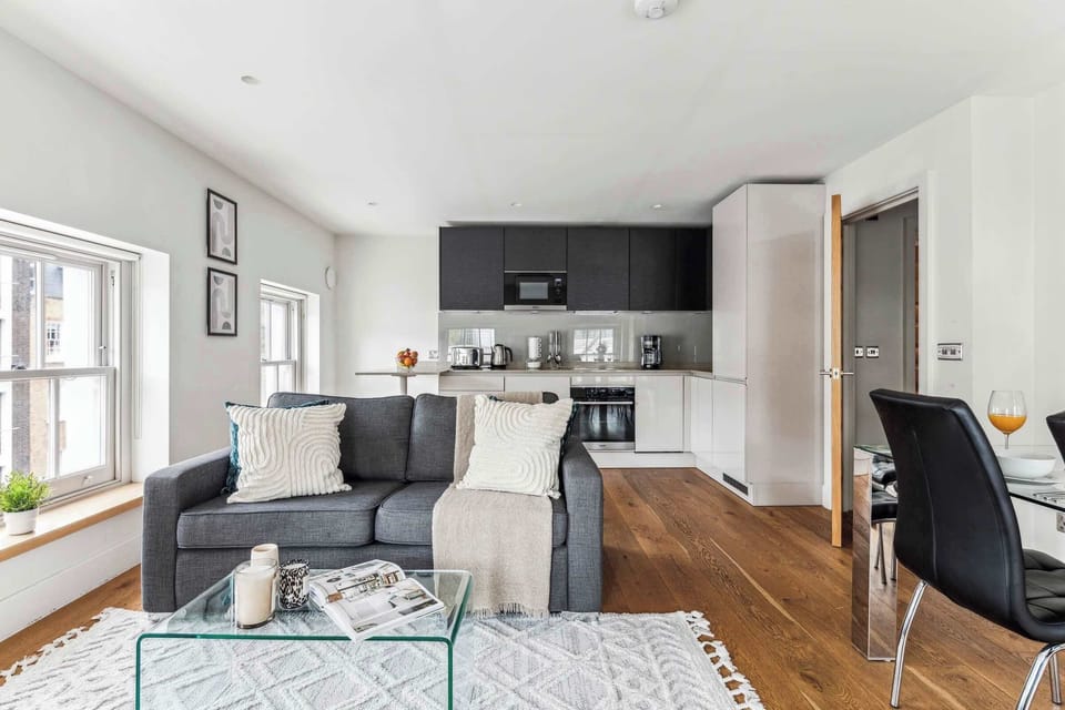 The open-plan living, kitchen and dining area