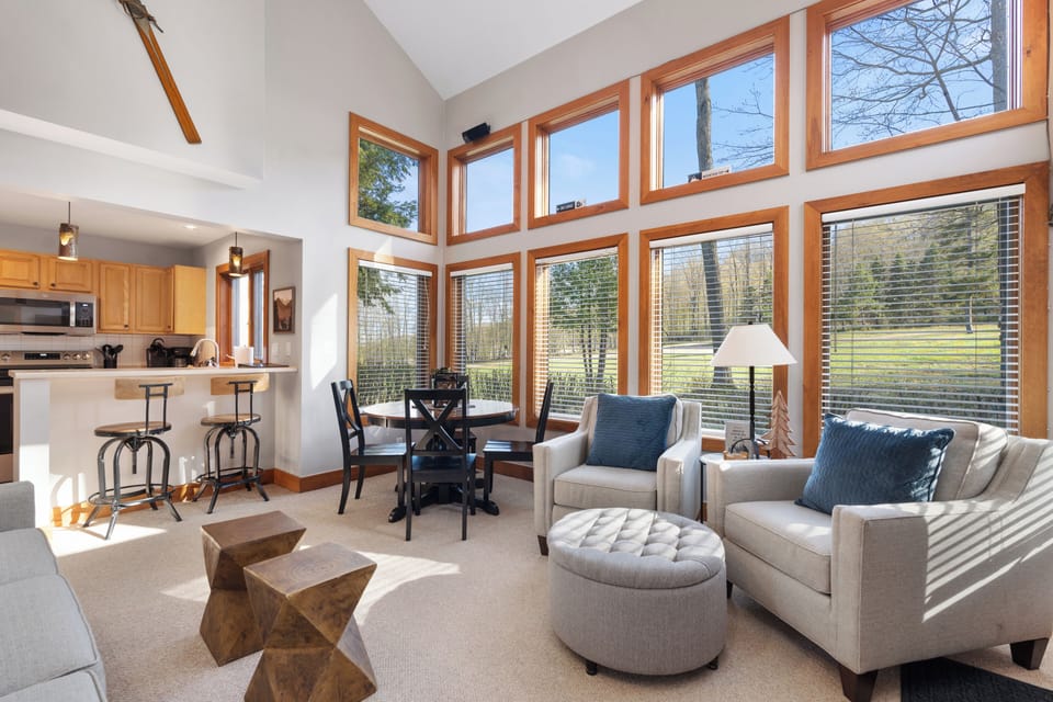 Light Filled Living Area - Beautifully appointed with new furniture and appliances.  Three full bedrooms upstairs and another downstairs.  Sleeper sofa on each level of condo.