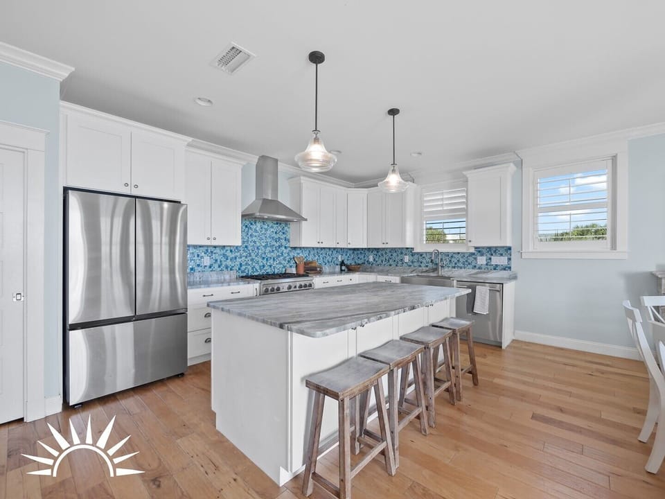 Modern kitchen with stainless steel appliances