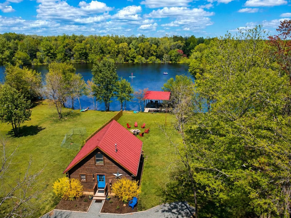 Cabin Front View of Lake