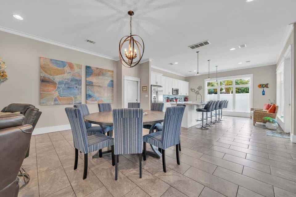 1st Floor Modern Round Dining Space for 8 with Additional Seats Available
