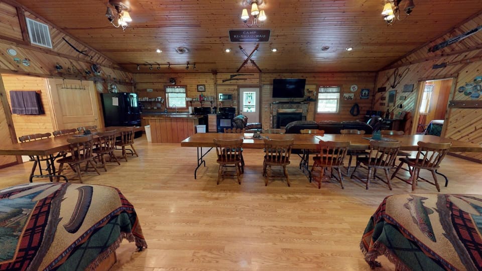 3 long wooden dining tables 