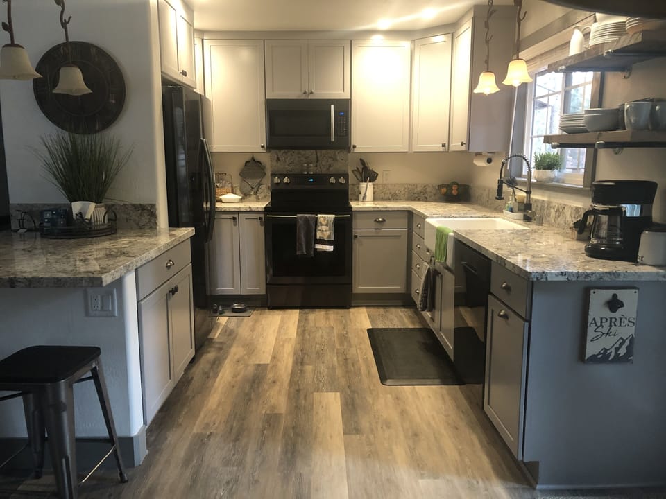 Brand new Black stainless steel appliances.