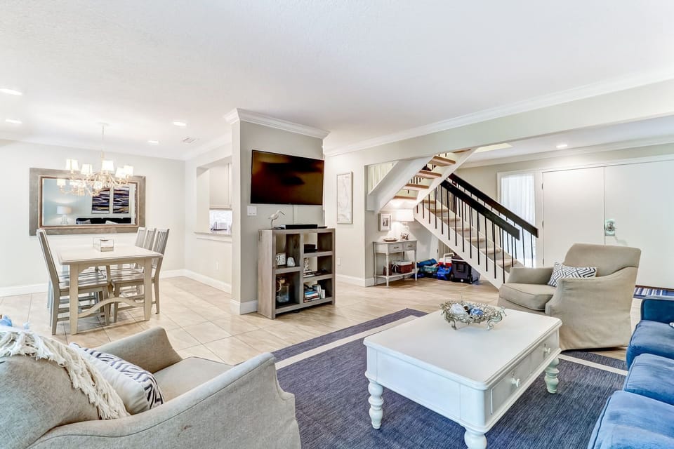 Spacious Living Area with a Flat Screen TV and a Sleeper Sofa with a Gel Mattress