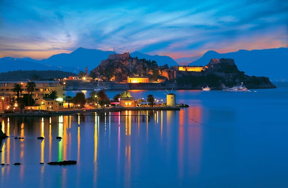 Old Fortress in Corfu town, by night