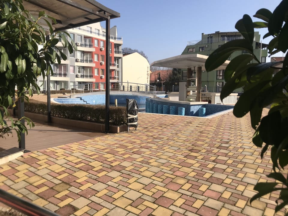 View of the pool from our terrace.