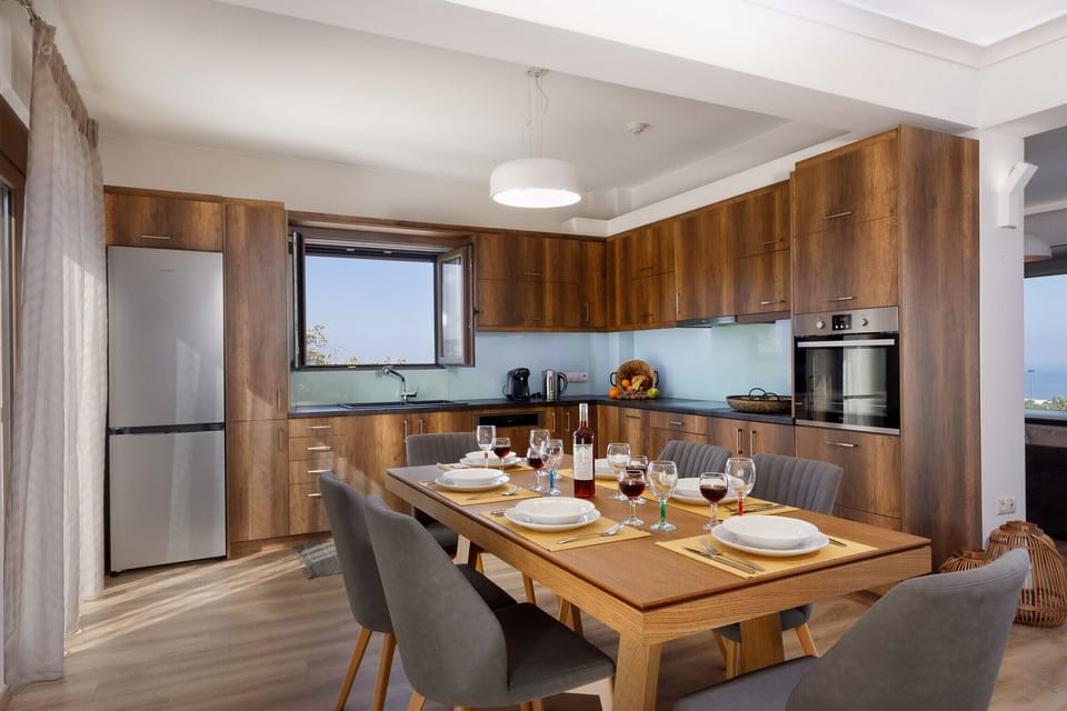 Dining area of Large modern villa,Private Swimming pool,Rethymno,Crete