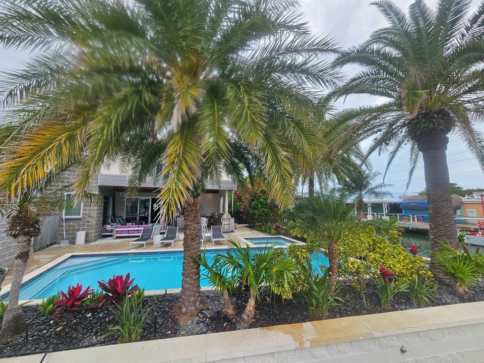The pool area feels very private