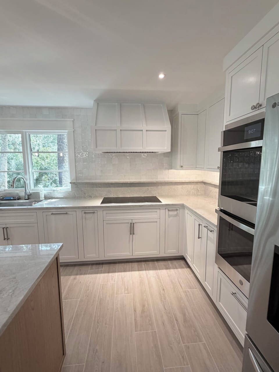 Large kitchen with custom cabinets