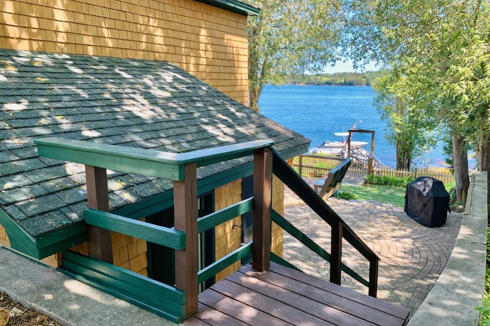 Steps down to the back deck and yard area.