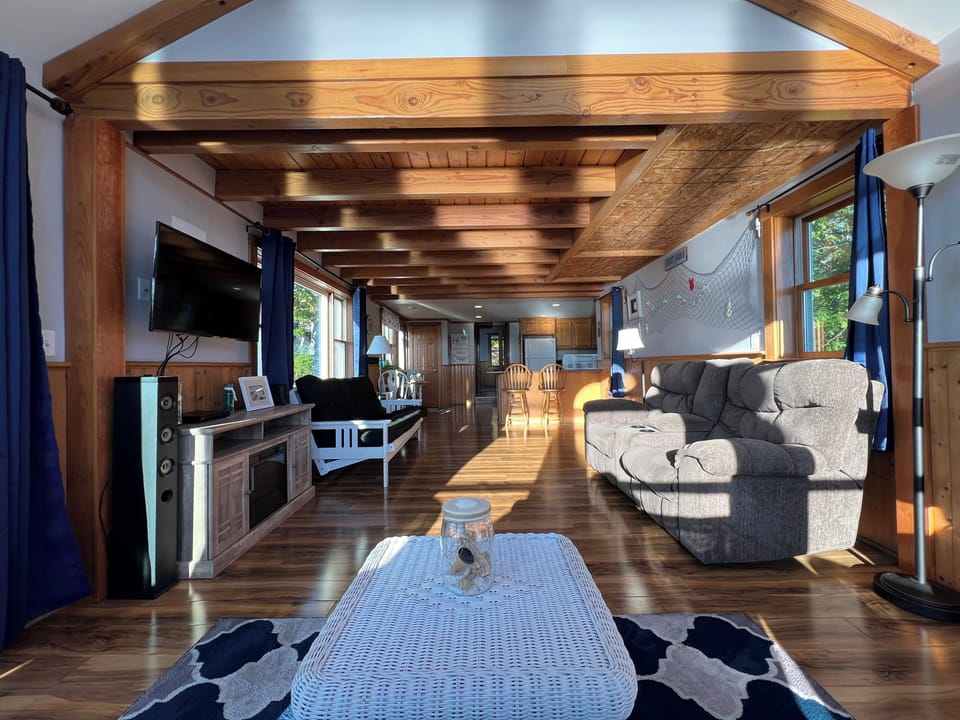 Alternate view of the open living/ kitchen area.