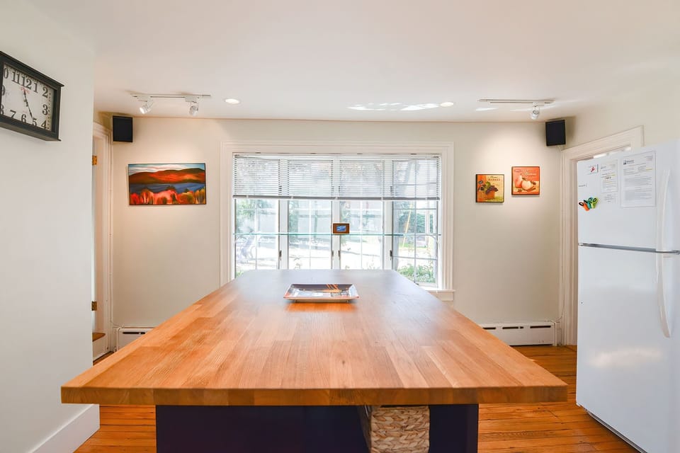 This kitchen combines modern convenience with plenty of natural light.