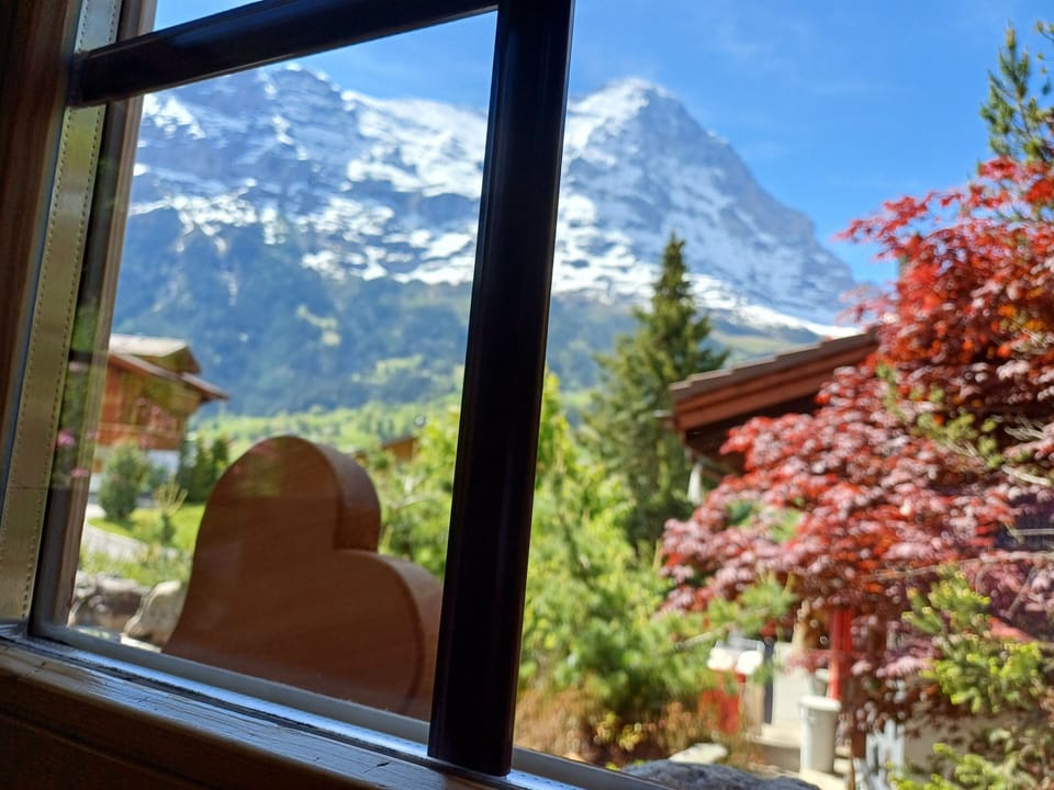 View through the window to the Eiger