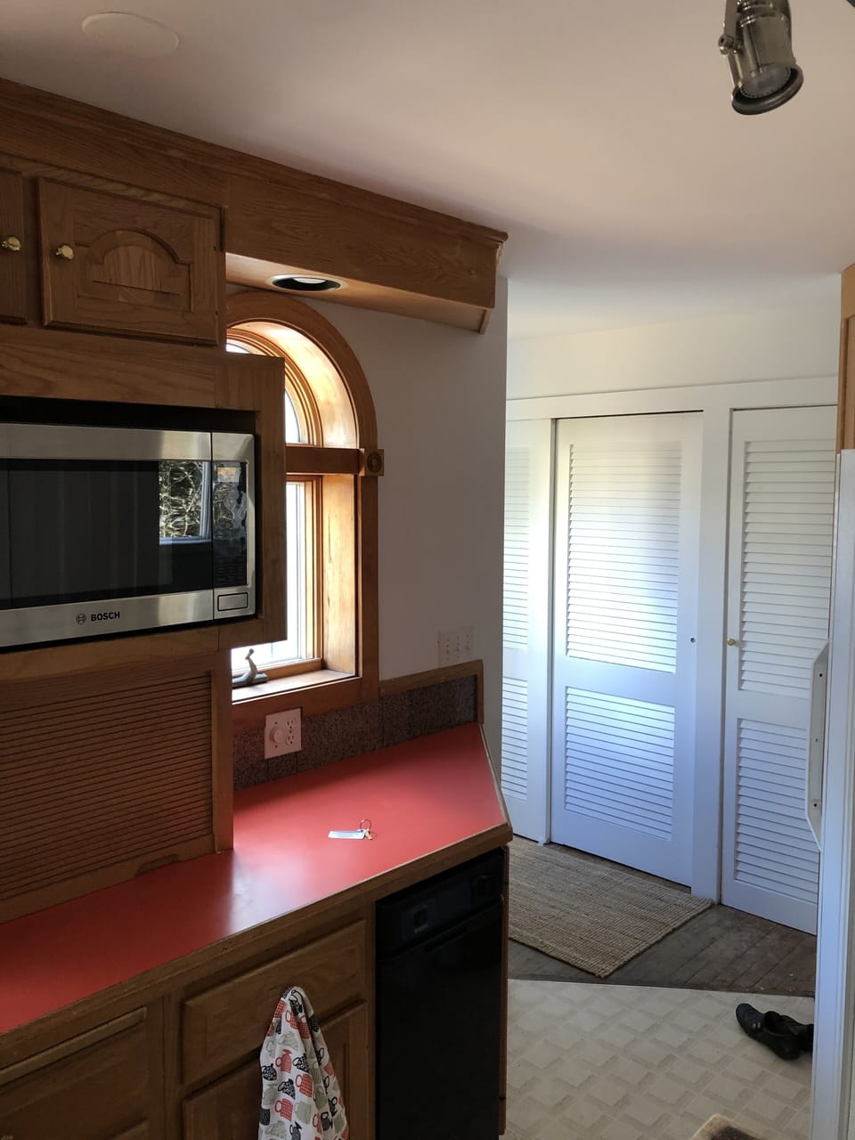 Kitchen - side door is around the corner to left by the closets