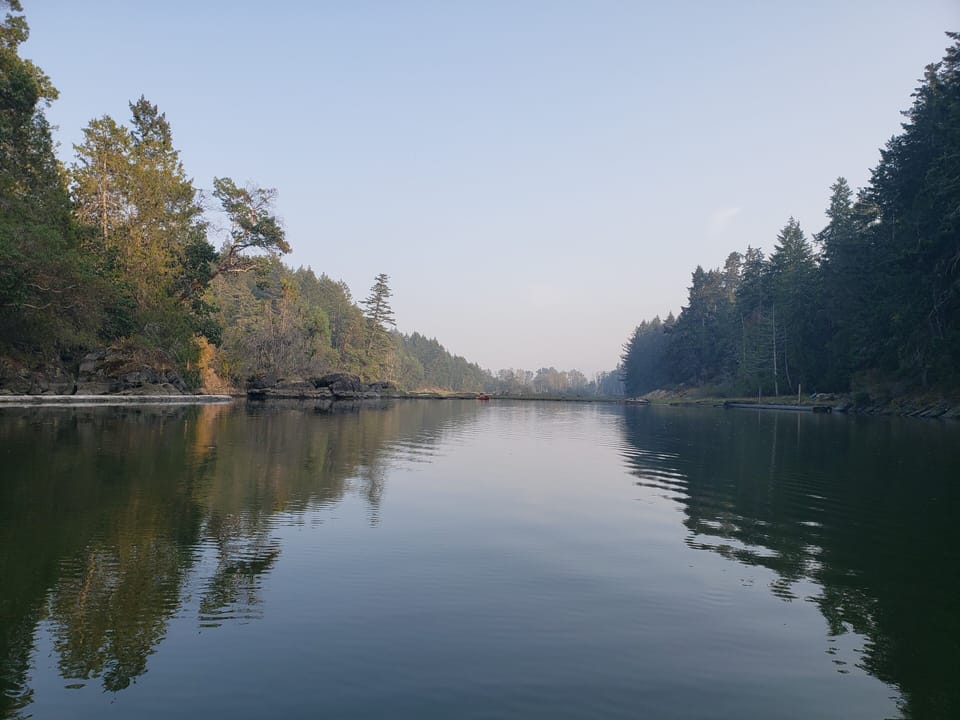 Very sheltered coves off the dock on the ocean. 