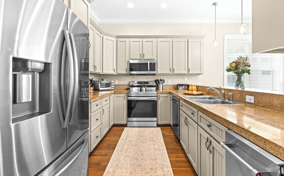 Grocery delivery available. Arrive to a full fridge!