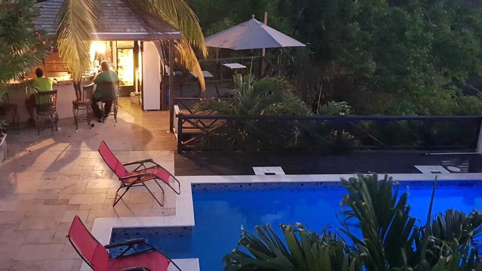 The courtyard also features an outdoor kitchen